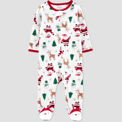 Image of Carter's Just One You®️ Baby Santa Christmas Footed Pajama - White 3M