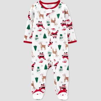 Carter's Just One You®️ Baby Santa Christmas Fleece Fleece Footed Pajama - White