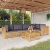 vidaXL 6-Piece Patio Set - Solid Teak Wood Lounge Set with Comfort Cushions - for Garden, Terrace, Outdoors - Easy Assembly - Dark Gray Cushions - 2 of 4