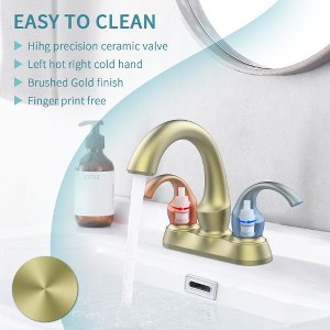 Bathroom Faucet 2-Handle with Aerator, Swan Style 4-inch Centerset Vanity Sink with Pop-Up Drain and Supply Hoses - 1 of 4