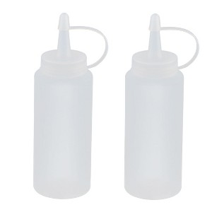 Unique Bargains Plastic Attached Nozzle Cap Oil Squeeze Bottle White 200ml 2 Pcs - 1 of 4