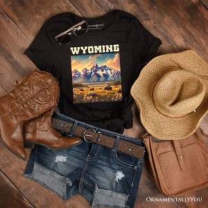 Majestic Wyoming State Prairie T-Shirt, Grand Teton Bison Tee and Western Landscape Souvenir | OrnamentallyYou - 1 of 4