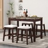 Whisen Modern 5-Piece Faux Marble Versatile Bar Table Set with Storage Drawers and Padded Stools - 2 of 4