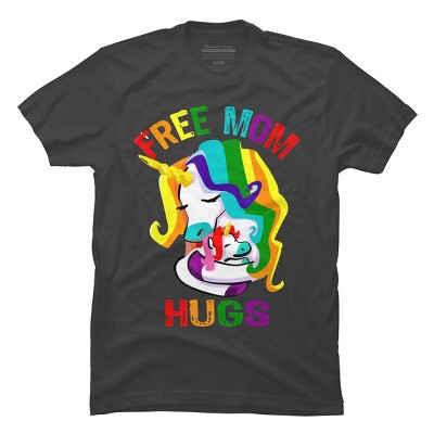 Adult Design By Humans Free Mom Hugs Unicorn Pride By Avocato T-Shirt