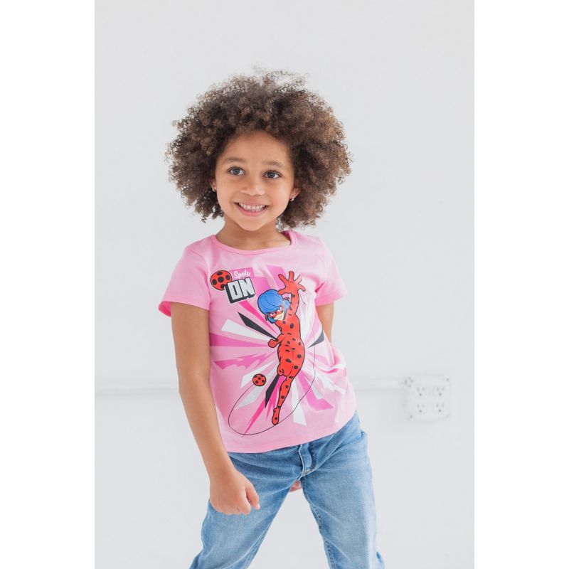 Miraculous Rena Rouge Cat Noir Ladybug Girls 3 Pack T-Shirts Little Kid to Big Kid, 3 of 10