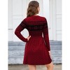 Coolmee Women's Fall Winter Casual Dress Crewneck Long Sleeve High Waist A-Line Mini Sweater Dress - 3 of 4