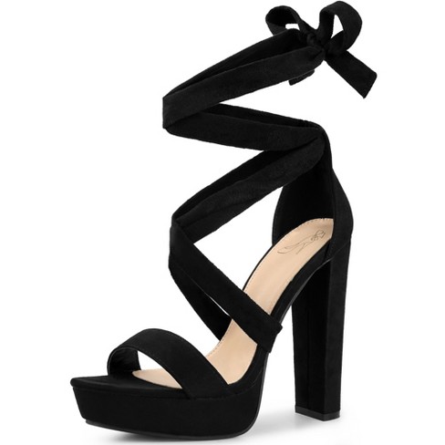 Black platform sandals discount heels