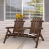 DSVIMOY 2-Seat Wooden Adirondack Chair, Patio Bench with Table, Outdoor Adirondack Chair for Porch, Backyard, Brown, 61.75"*34.75"*40.5" - 3 of 4