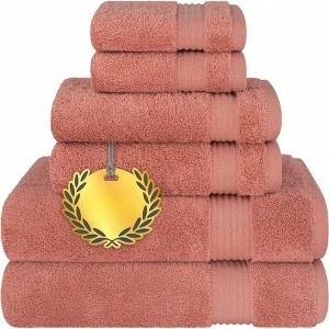 6 Piece Towel Set, 100 Soft Turkish Towels for Bathroom, 2 Bath 27 X 54, 2 Hand 16 X 28, 2 Washcloth 13 X 13 - 1 of 4
