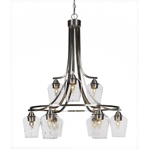Toltec Lighting Paramount 9 - Light Chandelier in  Brushed Nickel with 5" Clear Bubble Shade - 1 of 1