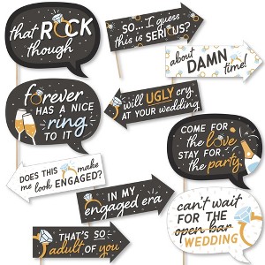 Big Dot of Happiness Funny Just Engaged - Black and White - Engagement Party Photo Booth Props Kit - 10 Piece - 1 of 4