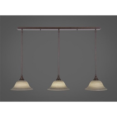 Toltec Lighting Any 3 - Light Chandelier in  Bronze with 10" Gray Linen  Shade