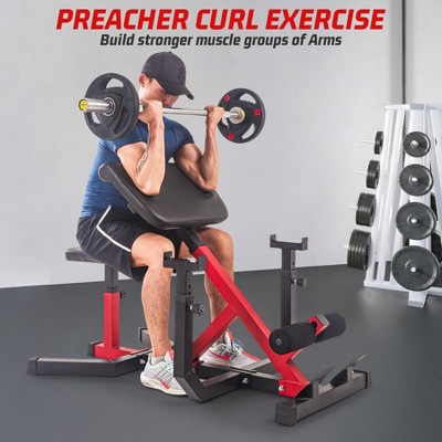 2-In-1 Roman Chair & Preacher Curl Bench Multi-Function Heavy-Duty Hyperextension Bench for Home With Adjustable Height for Arms, Ab, Back