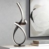 360 Lighting Curl 23 1/2" High Small Modern Accent Table Lamp LED Black Metal Single White Shade Living Room Bedroom Bedside Nightstand House Office - 2 of 4