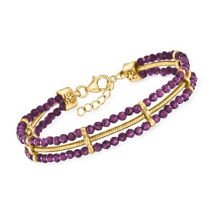 Ross-Simons 15.00 ct. t.w. Amethyst Bead and Snake-Chain Bracelet in 18kt Gold Over Sterling Size 7 - 1 of 4