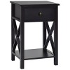 Tangkula 2-Piece X-Design Side End Table Multifunctional Nightstand with Drawer & Shelf Brown - 4 of 4