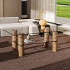 NicBex Stylish Double-Layered Transparent Tempered Glass Coffee Table,Rectangular Tea Table,Wooden Center Table for Living Room - 2 of 4