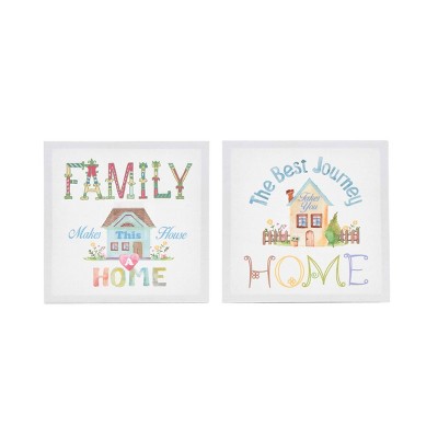 (Set of 2) 12" x 12" Family Home Unframed Wall Canvas White - Prinz