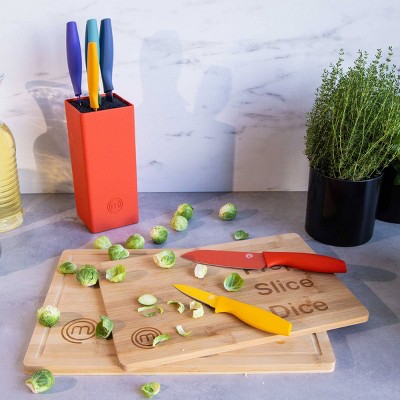 MasterChef 7pc Block Kitchen Knife Set with Nonstick Coated and Knife Holder Vivid Color Collection: Colorful Knives & Holder