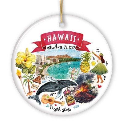 Artistic Hawaii State Themes and Landmarks Christmas Ornament| OrnamentallyYou