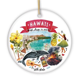 Artistic Hawaii State Themes and Landmarks Christmas Ornament| OrnamentallyYou - 1 of 4