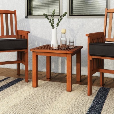 Miramar Square Hardwood Outdoor Side Table - Cinnamon Brown - CorLiving