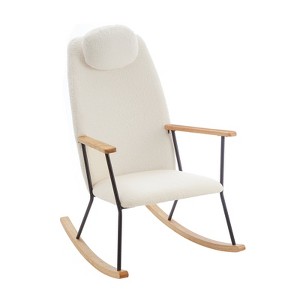 FONTOI Rocking Chair with Adjustable Headrest Pillow, Rocker with High Backrest for Nursery Bedroom Living Room, White, 30.12"*39.76"*24.41" - 1 of 4