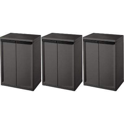 Sterilite 2 Shelf Heavy Duty Laundry Garage Utility Storage Cabinet with Adjustable Shelves, Flat Gray | 01403V01 (3 Pack)