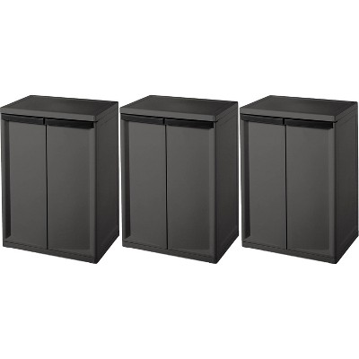 Sterilite Adjustable 4-Shelf Storage Cabinet with Doors, Gray | 01423V01