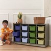 ECR4Kids 12 Cubby Mobile Tray Cabinet with 15 Scoop Front Storage Bins, 3x4, Grey Wash - 4 of 4