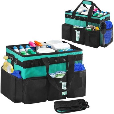 Wearable Cleaning Caddy Bag with Handle and Shoulder Straps, Supplies Organizer with Detachable Divider for Cleaners and Housekeepers