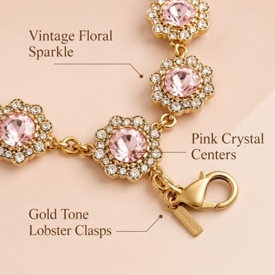 Alilang Women's Pink Rhinestone Flower Bag Chain Purse Charm with Gold Tone Clips - Pink — фото 3
