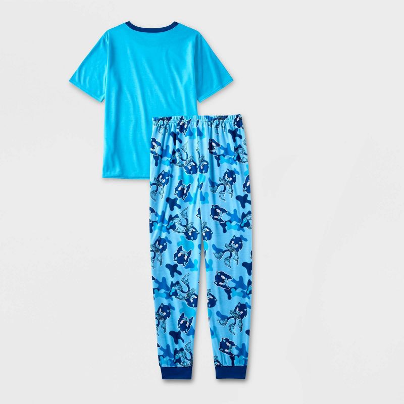 Boys&#39; Sonic the Hedgehog 2pc Short Sleeve Top and Jogger Pajama Set - Blue, 2 of 4