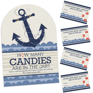 Big Dot of Happiness Ahoy - Nautical - How Many Candies Baby Shower or Birthday Party Game - 1 Stand and 40 Cards - Candy Guessing Game - 1 of 4