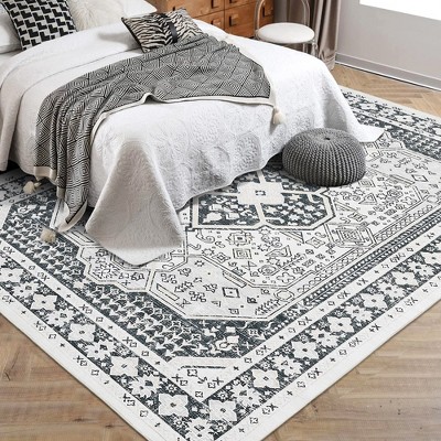 Garvee Washable Area Rugs,Ultra-Thin Vintage Moroccan Soft Carpet,Stain Resistant No Slip Large Area Rug