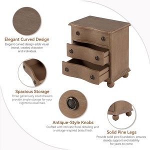 JIONJOY 3-Drawer Wood Nightstand with Curved Front - 1 of 4
