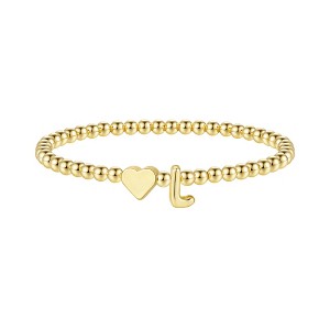 Turandoss Gold Initial Bracelets for Women Girls - Dainty Beaded Heart Bracelet for Kids, Letter Charm Bracelet for Girls, Christmas Jewelry Gifts - 1 of 4