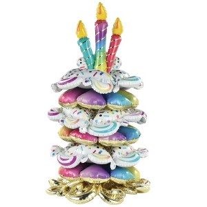 LoonBalloon Giant 30"x46" Birthday Cake Balloon Stacker Kit - Air-Inflatable - 1 of 1