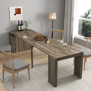 Ridstar 118.11 in. W Modern Multifunctional Extendable Dining Table with Storage for Parties, Weddings, Conferences & Celebrations-Brown - 1 of 4