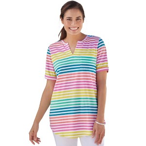 Woman Within Plus Size Notch-Neck Pocket Tee - 1 of 4