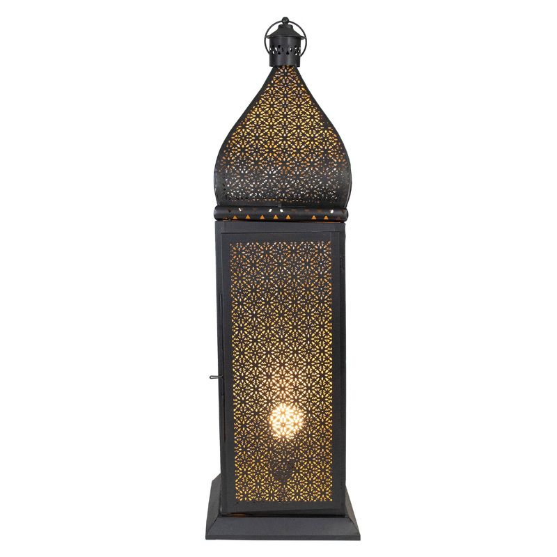 Northlight 30.5" Black and Gold Moroccan Style Lantern Floor Lamp, 1 of 6