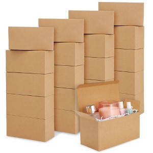 Juvale 20 Pack 9 x 4.5 x 4.5 Inch Brown Gift Boxes with Lids, Brown Paper Tumbler Box for Present Wrapping, Shipping, Party Favors, Business Supplies - 1 of 4