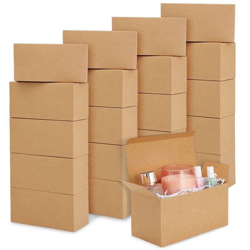 Juvale 20 Pack 9 x 4.5 x 4.5 Inch Brown Gift Boxes with Lids, Brown Paper Tumbler Box for Present Wrapping, Shipping, Party Favors, Business Supplies, 1 of 9