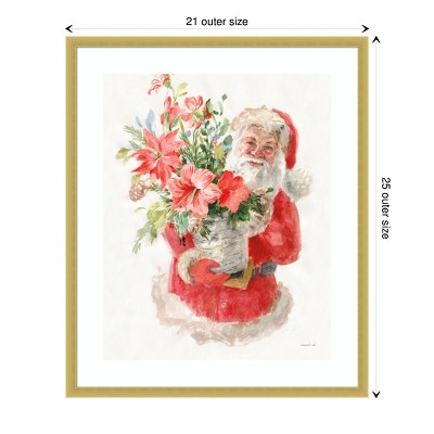 Floral Santa Impressionist Christmas Framed Wall Art