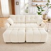 DOMETOUR 2 Seater Sofa Set with 2 Ottomans and Throw Pillows Cozy Plush Chenille Fabric Ideal for Living Room Apartment or Dorm In White - 2 of 4