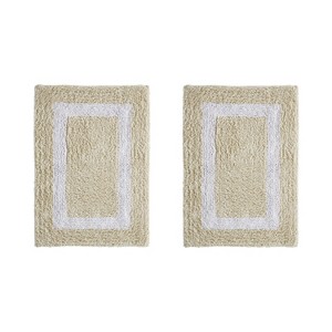 Hotel Bath Rug 100% Premium Cotton Tufted Weave Two Tone Reversible 2 Piece Bathroom Rug Set, Super Soft & Water Absorbent, Machine Washable Bathmat - 1 of 4