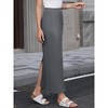 INSPIRE CHIC Women's Solid Color High Waisted Back Slit Business Casual Knit Bodycon Maxi Skirt - 4 of 4
