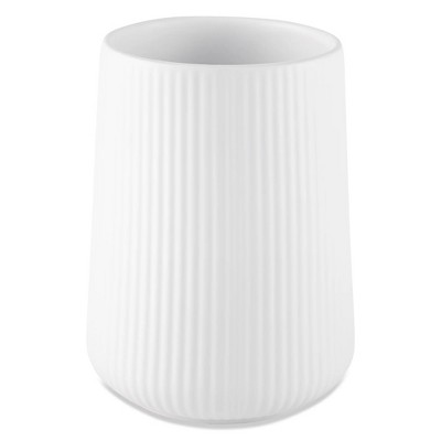 LunaLulinlk 6.2" Ribbed Ceramic Kitchen Utensil Holder, White