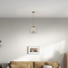 5-Light Satin-Brass Pendant – Clear Glass on Chain, Farmhouse Hanging Light - 3 of 4