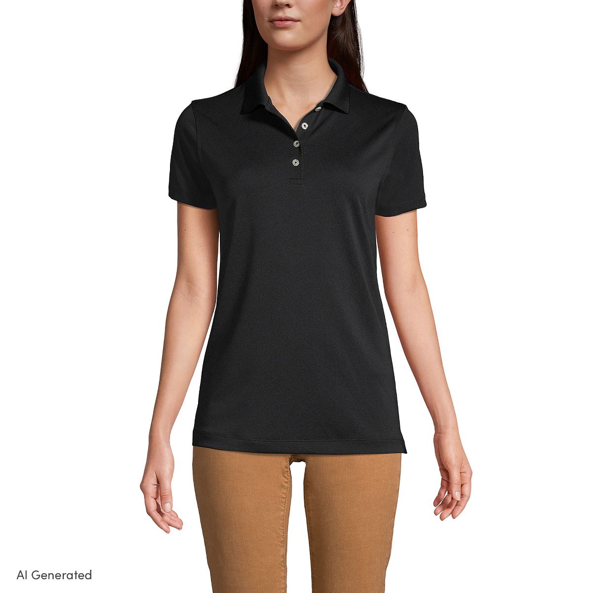 Lands' End Women's Short Sleeve Polyester Polo Shirt